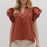 Ruffled Brick Blouse