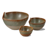 Rustic Reactive Glaze Bowl Set of 3 Green