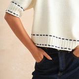 Stitch Effect Detail Short Sleeve Top