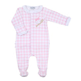 Batter Up Applique Pink Ruffle Footie