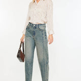 High Rise Slim Barrel Fit Jeans