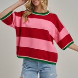 Christi Wide Stripe Loose Fit Sweater Top