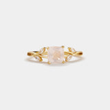 Pink Rose Quartz Leaf Stacking Ring: Gold / 7 US