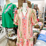 Floral Scallop Puff Sleeve Dress