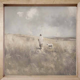 Jesus in Field Oak Framed Artwork