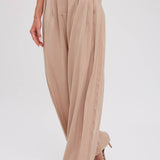 Pintuck Wide Leg Pants | Beige