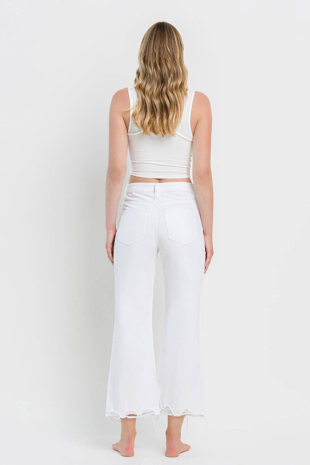 90'S VINTAGE CROP FLARE JEANS | OPTIC WHITE