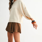 Button Sleeve Knit Pullover
