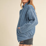 Fae Denim Quilted Jacket | Washed Denim