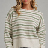 Multi Color Stripe Basic Casual Daily Sweater Top