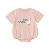 Organic Cotton Bubble Romper Silly Goose: Pink