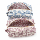 French Toile Ruffle Cosmetic Case: Multiple Colors