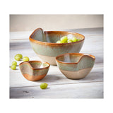 Rustic Reactive Glaze Bowl Set of 3 Green