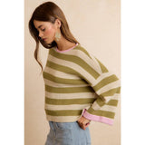 Stripe Contrast Binding and Reversible Sweater