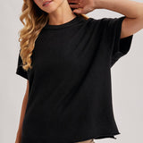 Crew Neck Knit T-shirt | Black