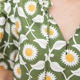 Double Ruffle Layered Short Sleeve Floral Print Top