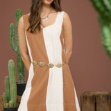 Linen Mini Stripe Sleeveless Dress