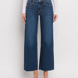 Dark Wash Mid Rise Wide Leg Jeans