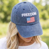 Freedom American Flag Embroidered Baseball Cap: Multiple Colors
