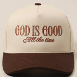 God Is Good All the Time Embroidery Trucker Hat | Brown