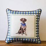 Dog Gingham Piped Pillow