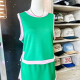 Solid Knit Mini Skirt Contrast Binding