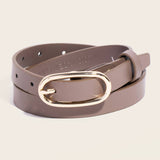 Long Oval Buckle Leather Belt