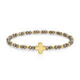 Assorted 4mm Crystal Stretch Bracelets with Single Cross