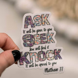 Ask. Seek. Knock. Sticker