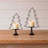 Metal Christmas Tree Silhouette Candle Holders