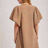 Puff Sleeve Billowy Silhouette Striped Dress
