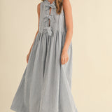 Stripe Fabric with Bow Tie Front Dress