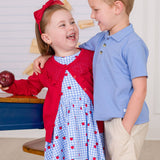 Girls Apple Orchard Gingham Short Sleeve Knit Twirl Dress
