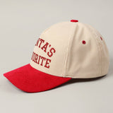 Santa's Favorite Glitter Text 5 Panel Corduroy Cap: Burgundy