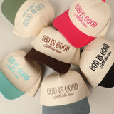 God Is Good All the Time Embroidery Trucker Hat | Brown