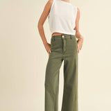 Straight Wide Leg Denim Pants