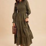 Smocked Swiss Dot Maxi Dress