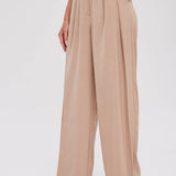 Pintuck Wide Leg Pants | Beige