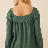 Square Neck Box Pleat Detail Top