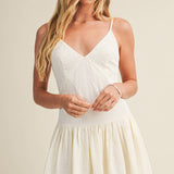 Textured V-Neck Flounced Mini Dress