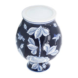Blue Ceramic Floral Round Chinoiserie Vase