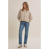 Emily Ruffle Hem Button Down Shirt