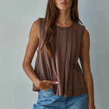 Knit Rayon Spandex Jersey Round Neck Sleeveless Top