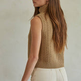 Knit Sweater Cable Ribbed Pullover Vest