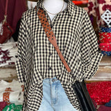 Plaid Print Button Up Oversize Blouse Shirt | Multiple Colors