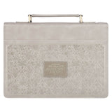 Bible Cover Fashion Taupe My Grace Is Sufficient 2 Cor 12:9: Large