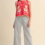 Lucy Floral Embroidery Scalloped Tank