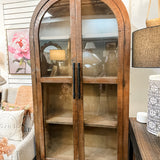 Rainier Glass Arch Cabinet | Natural Brown