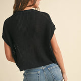Dolman Sleeve Knitted Top - Black