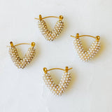 V Shape Classy Hoop Earrings: Pearl